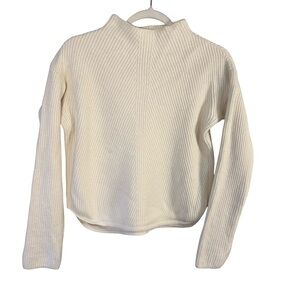 Babaton Off-White Cream Ribbed Knit Top Size S Neutral Minimalist Cozy Fall